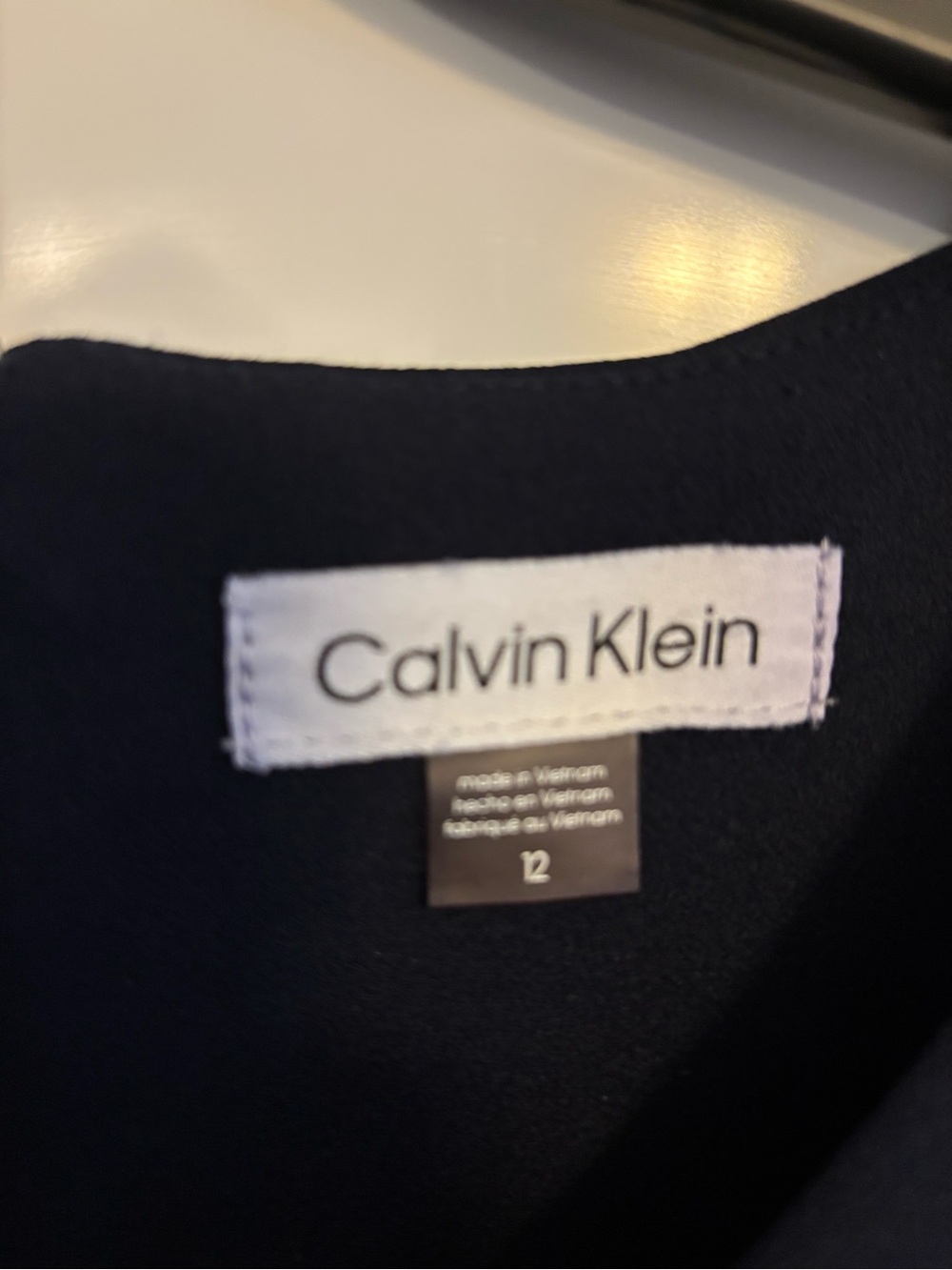 Calvin Klein Navy Puff-Sleeve Midi Sheath Dress - Picture 4 of 5